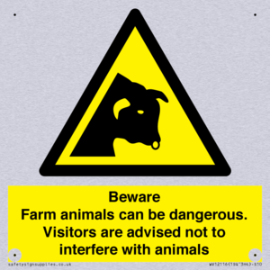 Beware Farm animals can be dangerous. Visitors are advised not to interfere with animals